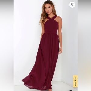Lulus Air of Romance Burgandy Maxi Dress Bridesmaids